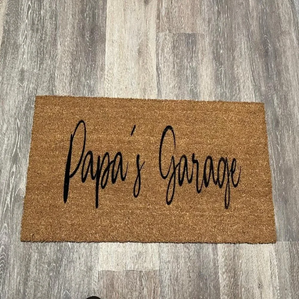 Papa's Garage decorative coir doormat
